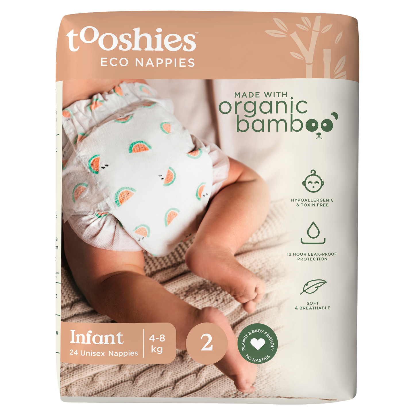 Tooshies ECO Nappies Size 2 Infant 4-8kg 48pk