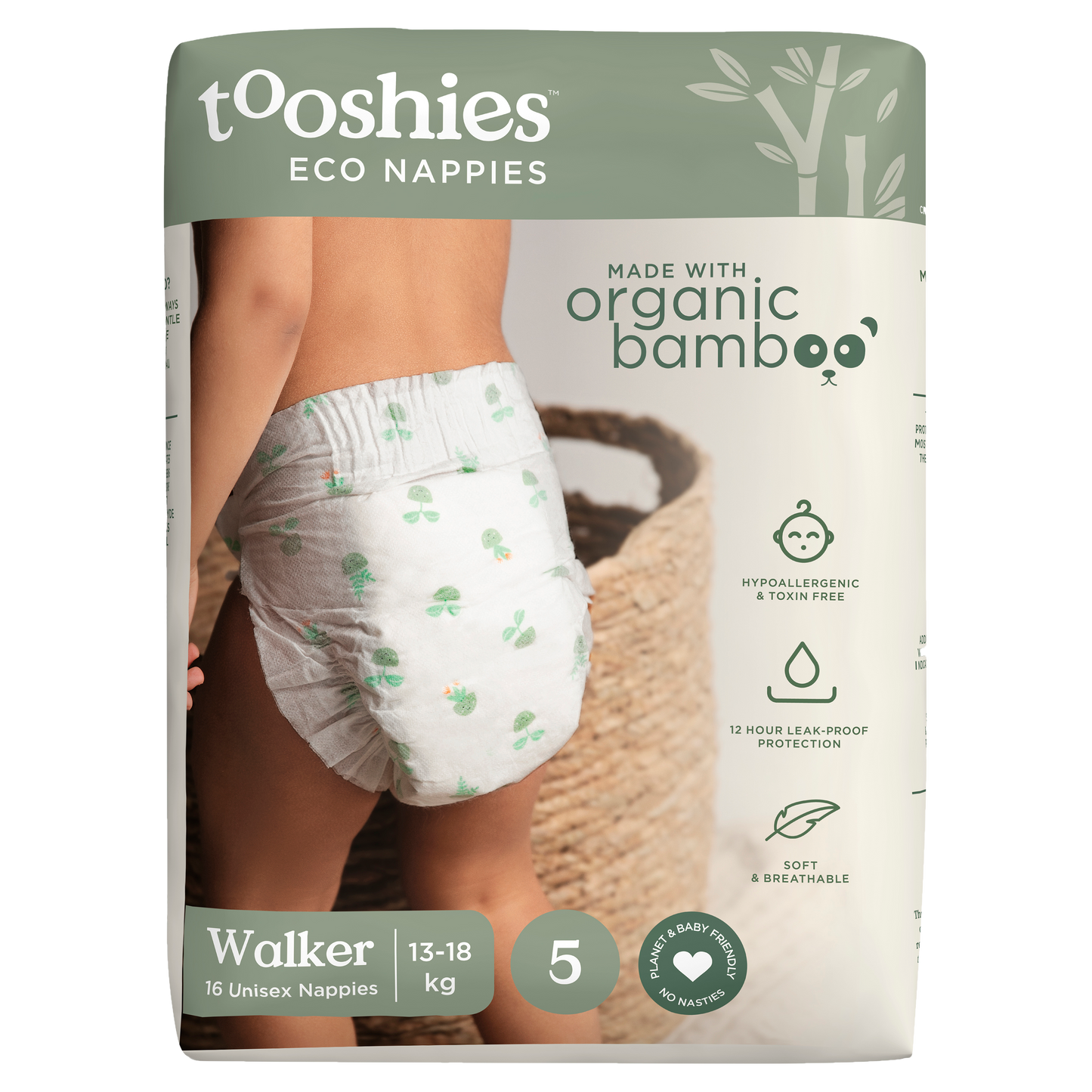 Tooshies ECO Nappies Size 5 Walker 13-18kg 32pk